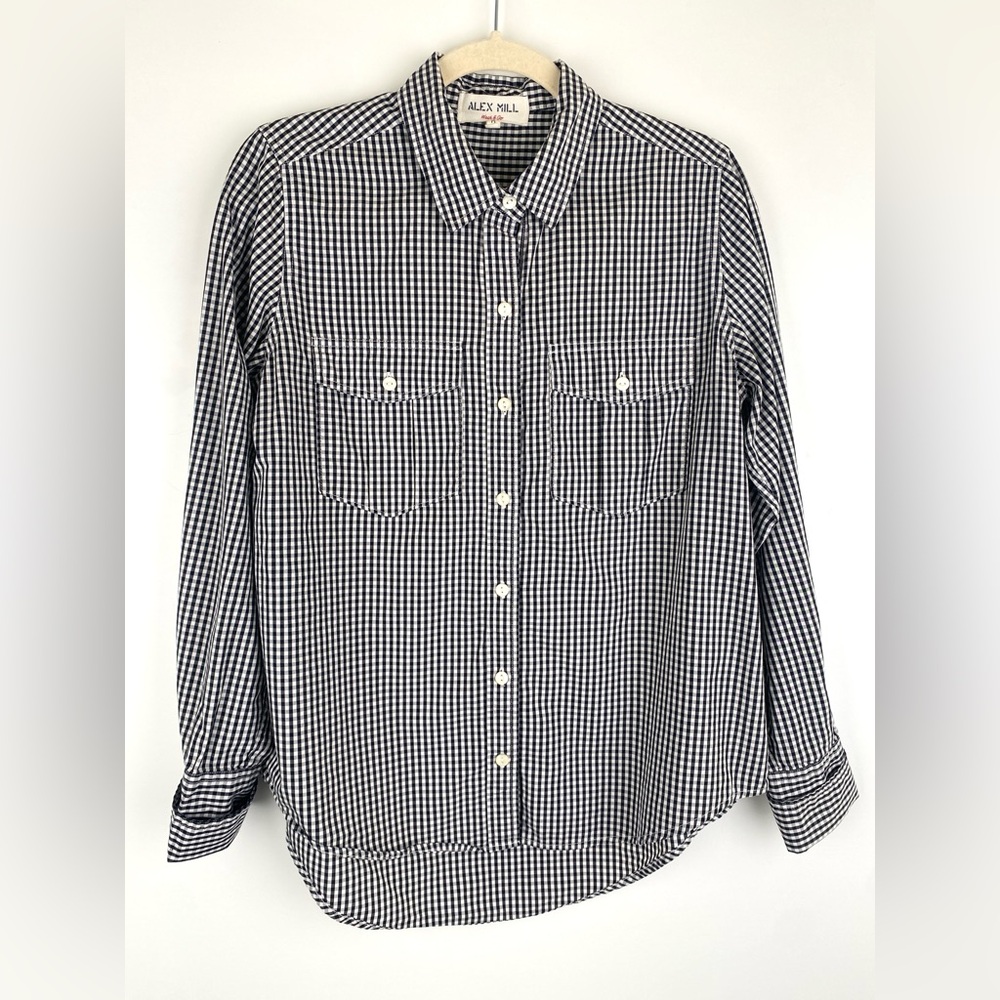 Alex Mill Black and White Gingham Button-Up Blouse